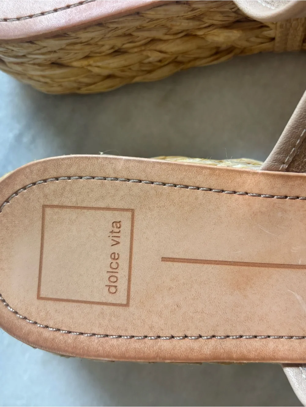 Dolce Vita Taupe Leather Slide Platform Sandals